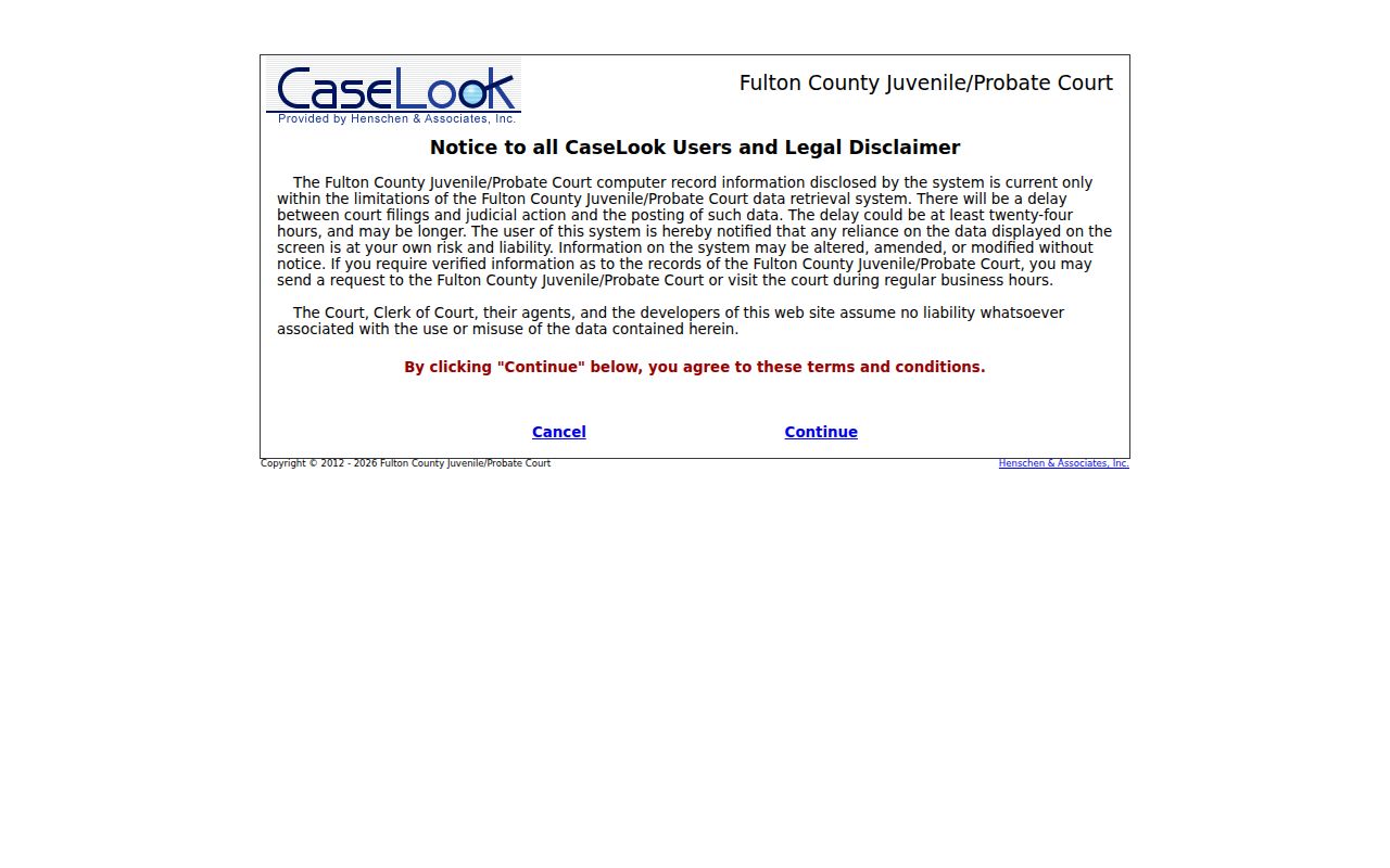 Fulton County probate case search CaseLook interface