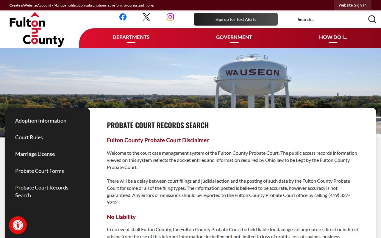 Fulton County probate case search records page