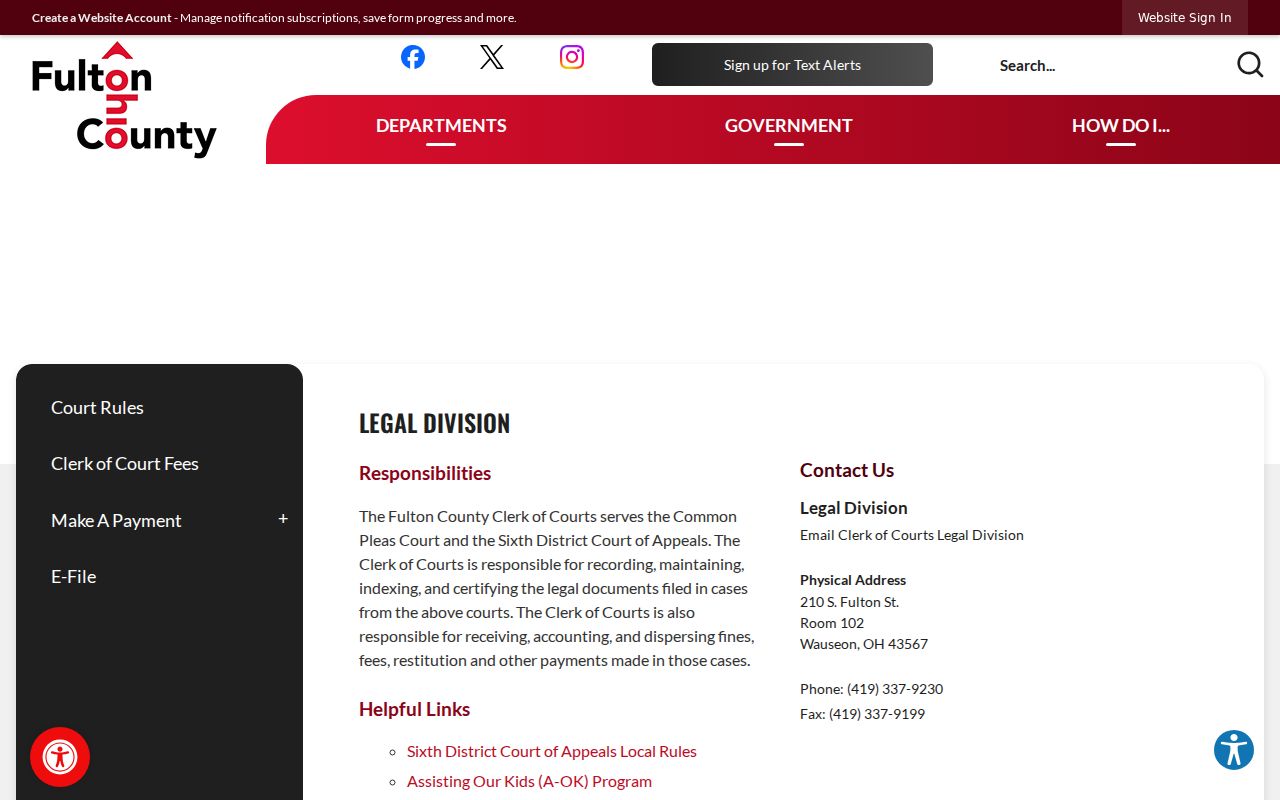Fulton County civil docket Legal Division records and forms page