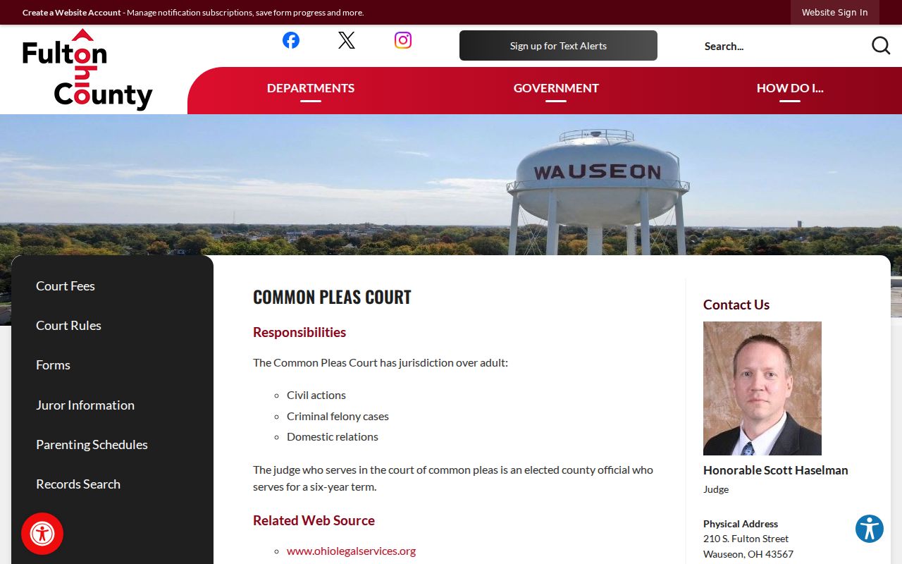 Fulton County court docket Common Pleas Court information