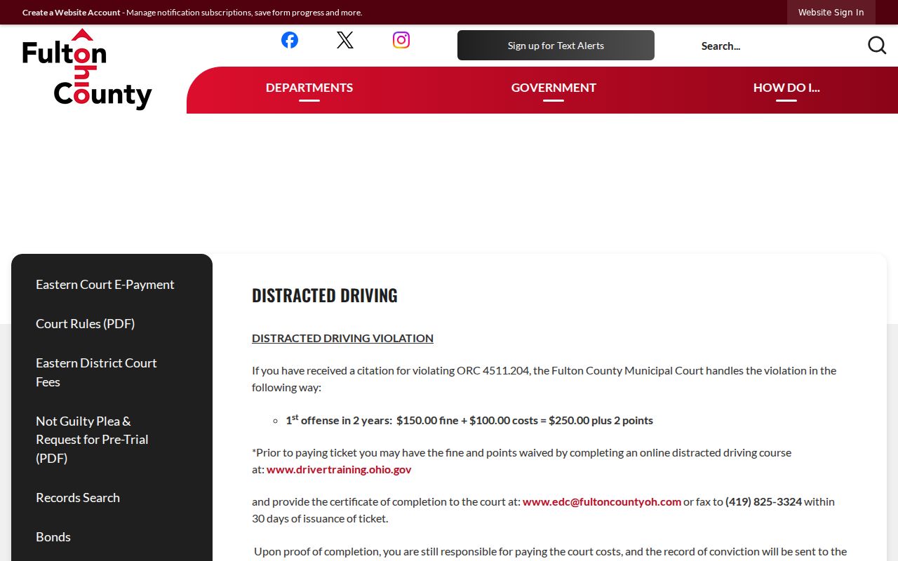 Fulton County traffic court records distracted-driving citation notice